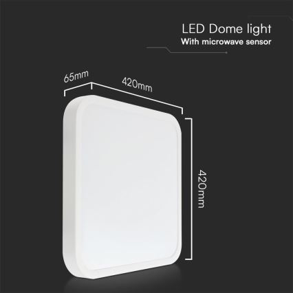 LED Bathroom ceiling light with sensor SAMSUNG CHIP LED/36W/230V IP44 4000K 42x42 cm white + remote control