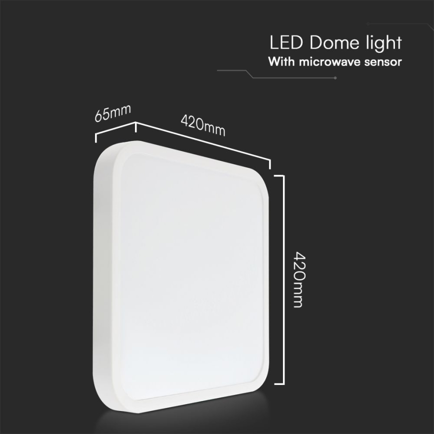 LED Bathroom ceiling light with sensor SAMSUNG CHIP LED/36W/230V IP44 4000K 42x42 cm white + remote control
