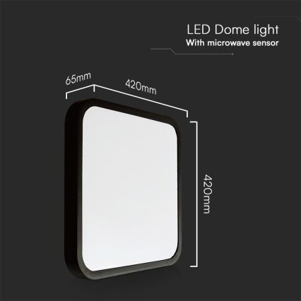 LED Bathroom ceiling light with sensor SAMSUNG CHIP LED/36W/230V IP44 4000K 42x42 cm black + remote control