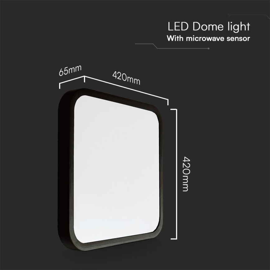 LED Bathroom ceiling light with sensor SAMSUNG CHIP LED/36W/230V IP44 4000K 42x42 cm black + remote control