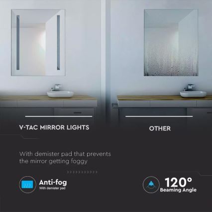 LED Bathroom heated backlit mirror LED/17W/230V IP44