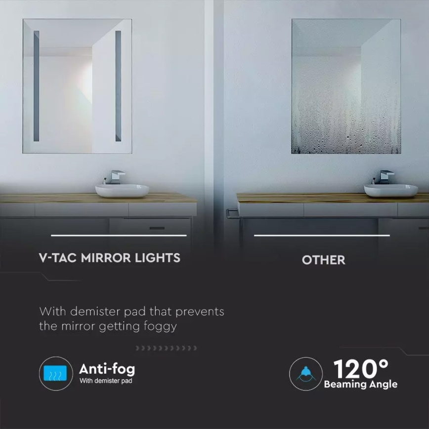 LED Bathroom heated backlit mirror LED/17W/230V IP44