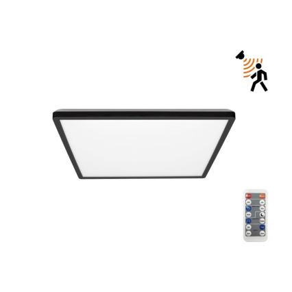 LED Bathroom light with motion and dusk sensor NIVERA LED/12W/230V IP54 3000/4000/6000K 22,5x22,5 cm black + remote control
