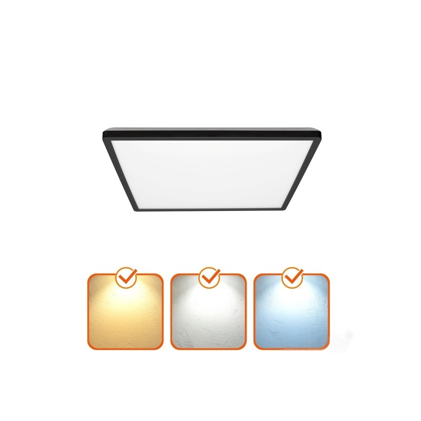 LED Bathroom light with motion and dusk sensor NIVERA LED/12W/230V IP54 3000/4000/6000K 22,5x22,5 cm black + remote control
