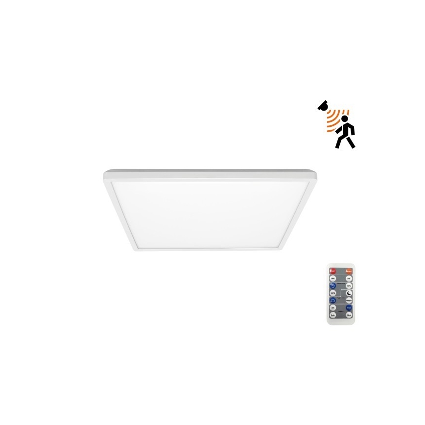 LED Bathroom light with motion and dusk sensor NIVERA LED/12W/230V IP54 3000/4000/6000K 22,5x22,5 cm white + remote control