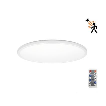 LED Bathroom light with motion and dusk sensor NIVERA LED/12W/230V IP54 3000/4000/6000K d. 22,5 cm white + remote control