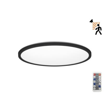 LED Bathroom light with motion and dusk sensor NIVERA LED/18W/230V IP54 3000/4000/6000K d. 30 cm black + remote control