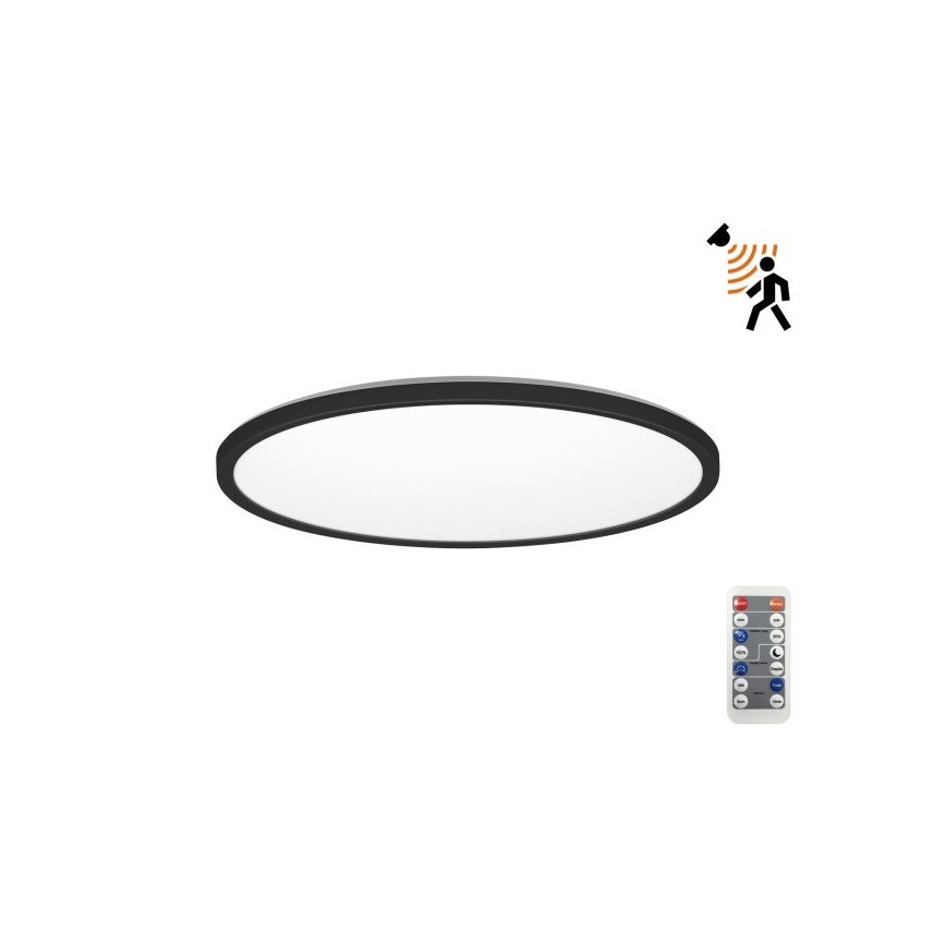 LED Bathroom light with motion and dusk sensor NIVERA LED/18W/230V IP54 3000/4000/6000K d. 30 cm black + remote control