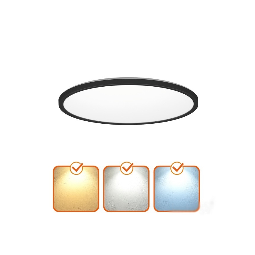 LED Bathroom light with motion and dusk sensor NIVERA LED/18W/230V IP54 3000/4000/6000K d. 30 cm black + remote control