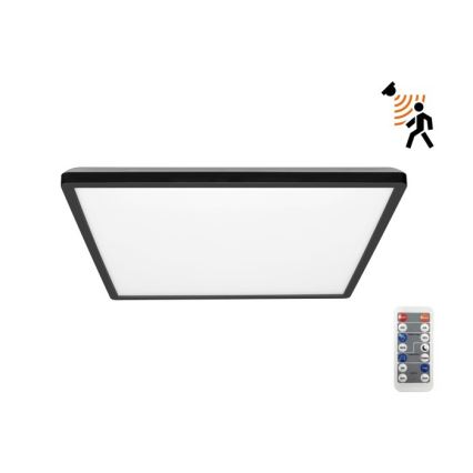 LED Bathroom light with motion and dusk sensor NIVERA LED/24W/230V IP54 3000/4000/6000K 30x30 cm black + remote control