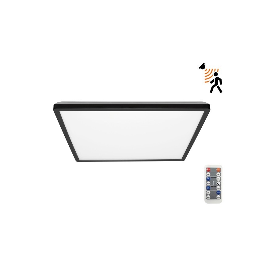 LED Bathroom light with motion and dusk sensor NIVERA LED/24W/230V IP54 3000/4000/6000K 30x30 cm black + remote control