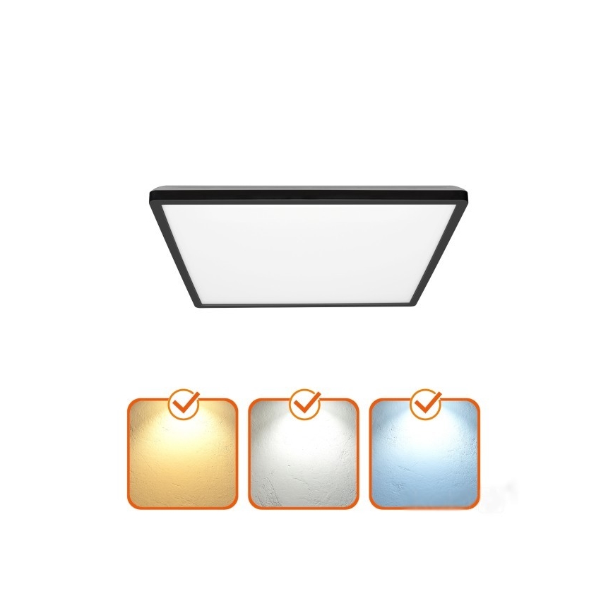 LED Bathroom light with motion and dusk sensor NIVERA LED/24W/230V IP54 3000/4000/6000K 30x30 cm black + remote control