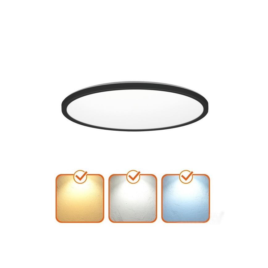 LED Bathroom light with motion and dusk sensor NIVERA LED/24W/230V IP54 3000/4000/6000K d. 30 cm black + remote control