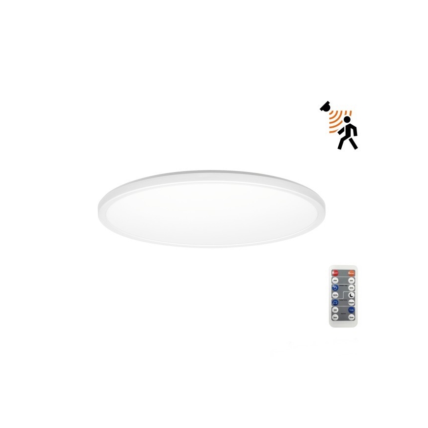 LED bathroom light with motion and dusk sensor NIVERA LED/12W/230V IP54 3000/4000/6000K Ø 22.5 cm white + remote control