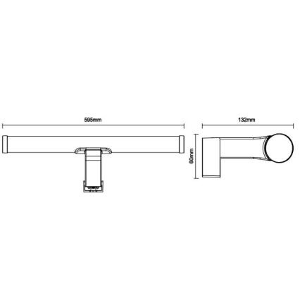 LED Bathroom Mirror Light, 12 W / 230 V, 59.5 cm, IP44, Polished Chrome