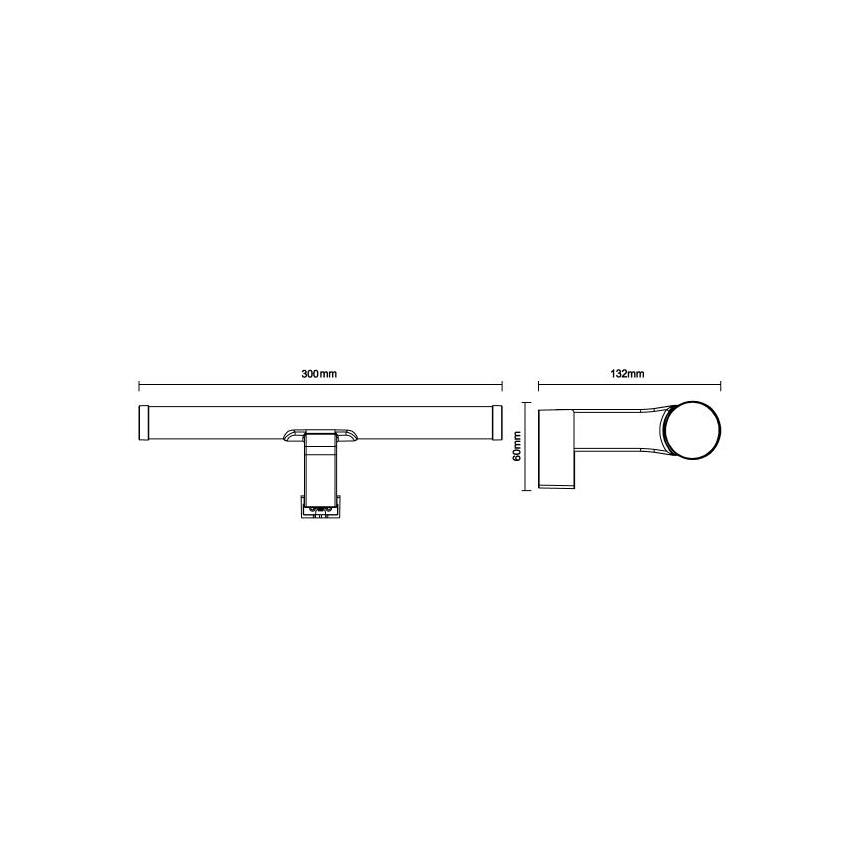 LED Bathroom Mirror Light, 8W/230V, 30 cm, IP44, Black