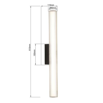 LED Bathroom Mirror Light LINEA LED/12W/230V 3000/4000/6000K IP44 61 cm Black