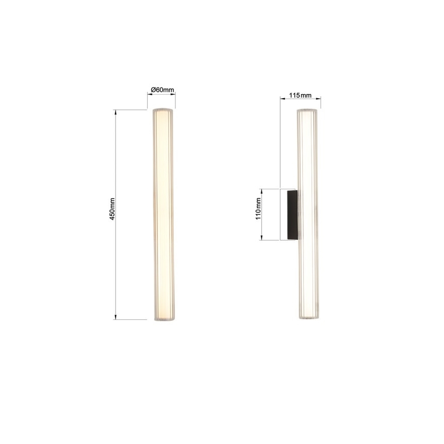 LED Bathroom Mirror Light LINEA LED/8W/230V 3000/4000/6000K IP44 45 cm Black