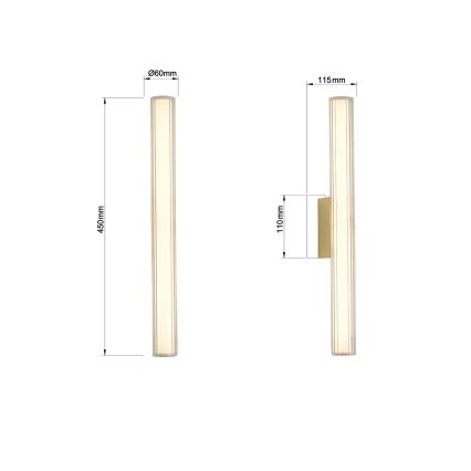 LED Bathroom Mirror Light LINEA/8W/230V/3000/4000/6000K/IP44/45 cm/Gold