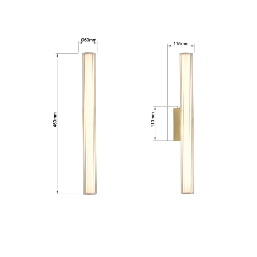LED Bathroom Mirror Light LINEA/8W/230V/3000/4000/6000K/IP44/45 cm/Gold