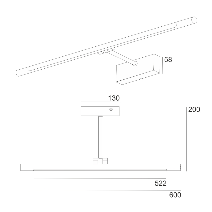 LED Bathroom Mirror Light MIRROR LED/8W/230V 4000K IP44 60 cm Black