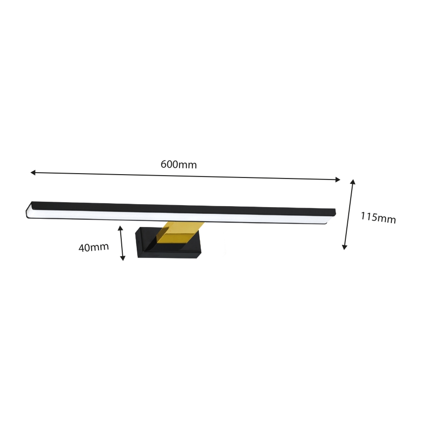LED Bathroom mirror lighting SHINE LED/13,8W/230V IP44 black/gold