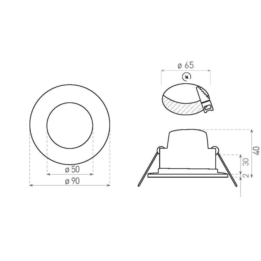 LED Bathroom recessed light BONO LED/5W/230V 3000K IP65 black