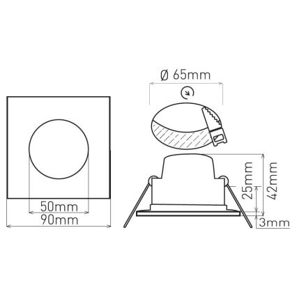 LED Bathroom recessed light BONO LED/5W/230V 4000K IP65 black