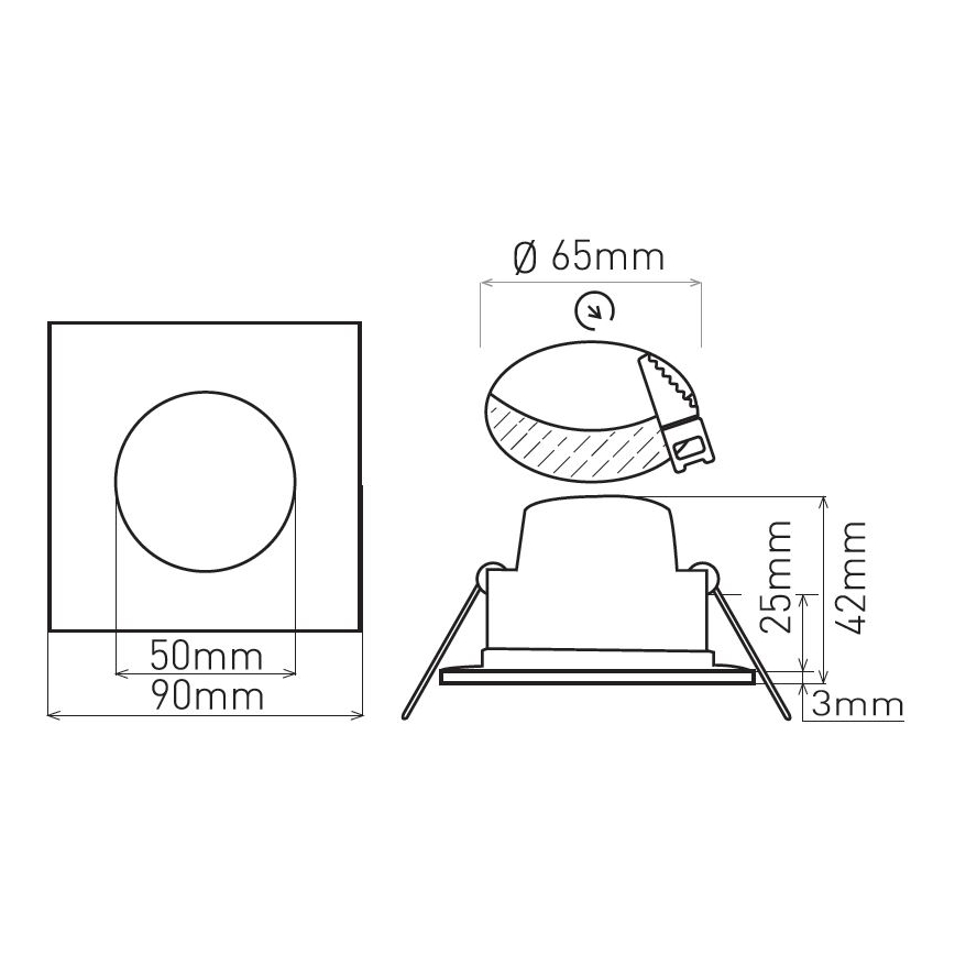 LED Bathroom recessed light BONO LED/5W/230V 4000K IP65 black