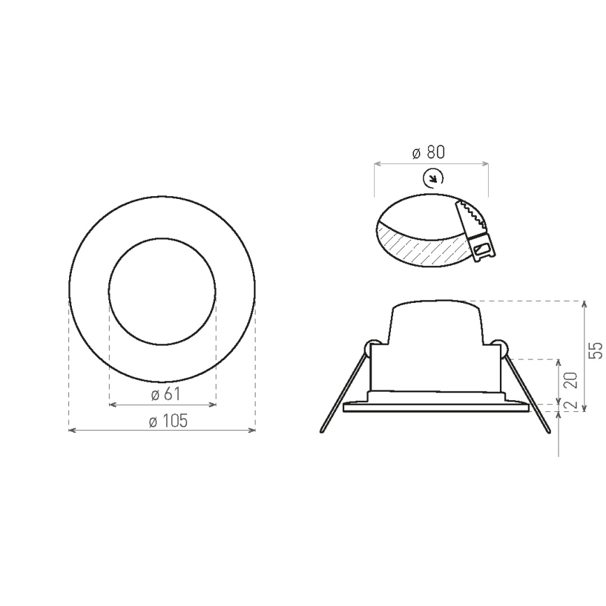 LED Bathroom recessed light BONO LED/8W/230V 3000K IP65 shiny chrome