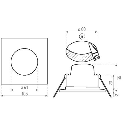 LED Bathroom recessed light BONO LED/8W/230V 4000K IP65 white