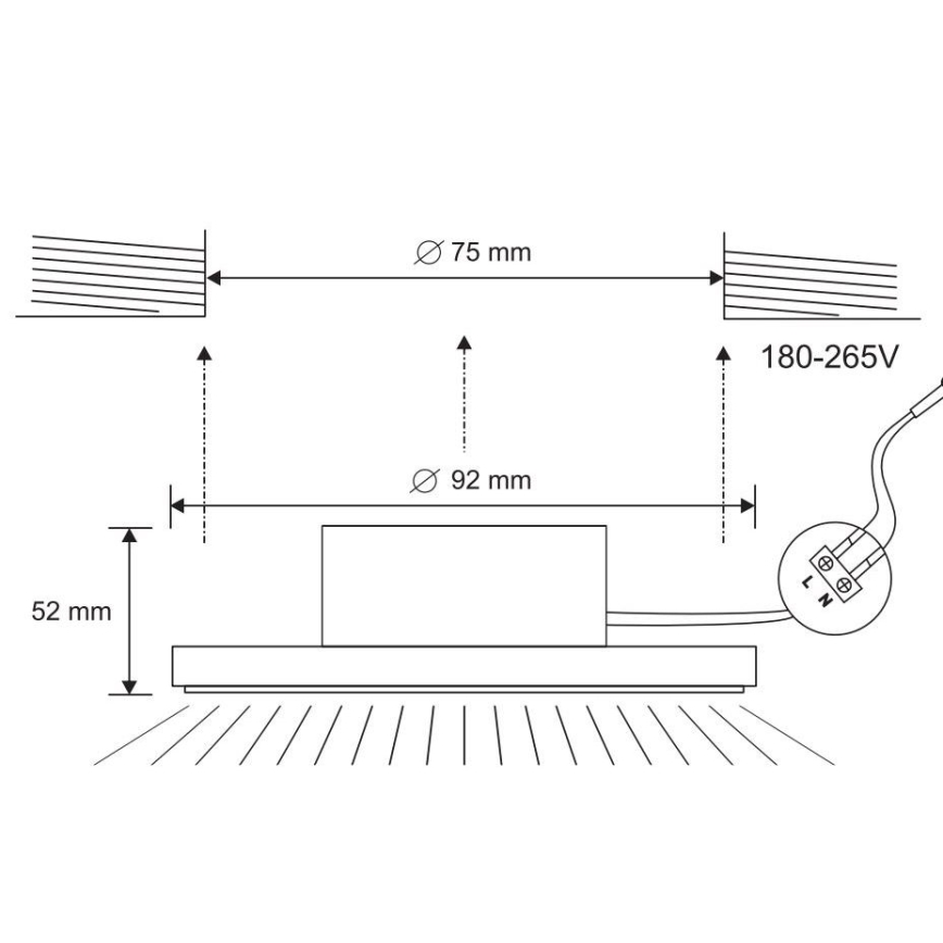 LED Bathroom recessed light LED/7W/230V 4000K black IP44