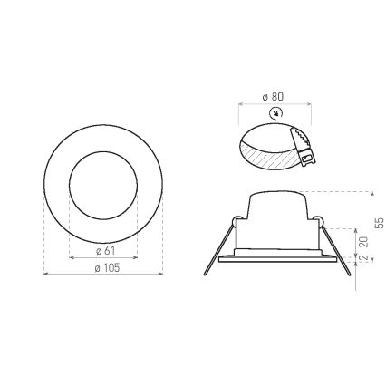 LED Bathroom recessed light BONO LED/8W/230V 3000K IP65 black