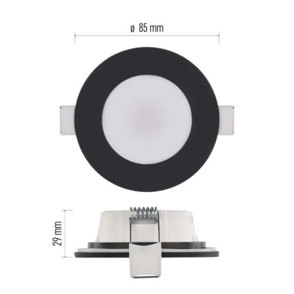LED Bathroom recessed light LORI LED/4,5W/230V IP65 2700/4000K d. 8,5 cm black