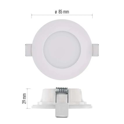 LED Bathroom recessed light LORI LED/4,5W/230V IP65 2700/4000K d. 8,5 cm white