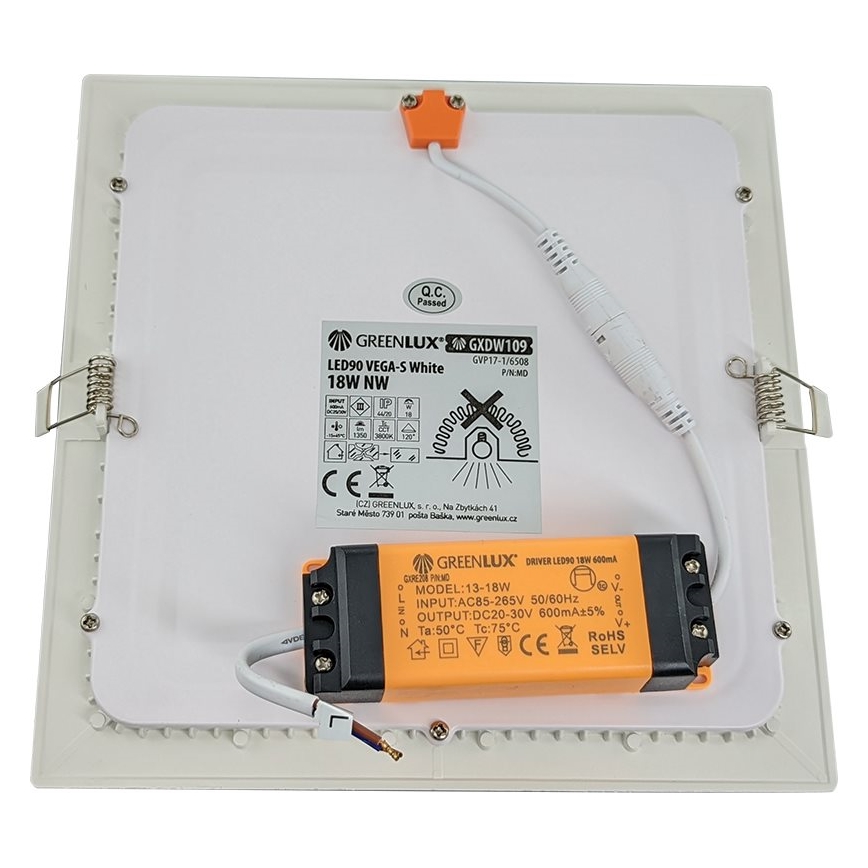 LED Bathroom recessed light VEGA LED/18W/230V 3800K 22,5 cm IP44