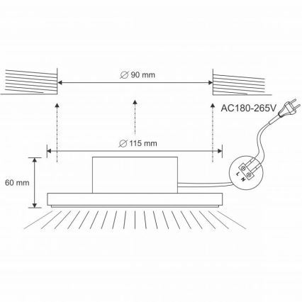 LED Bathroom suspended ceiling light LED/10W/230V 4000K silver IP44