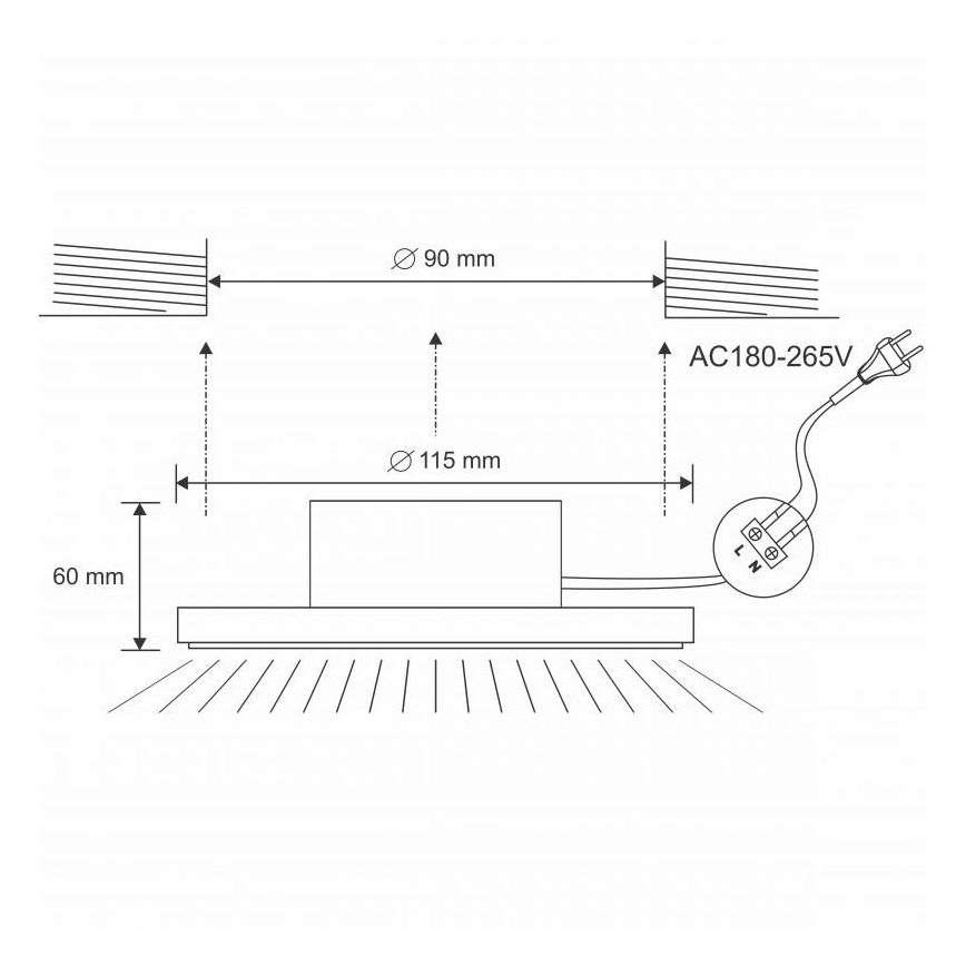 LED Bathroom suspended ceiling light LED/10W/230V 4000K silver IP44
