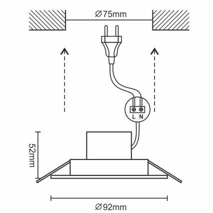 LED Bathroom suspended ceiling light LED/7W/230V 3000K white IP44