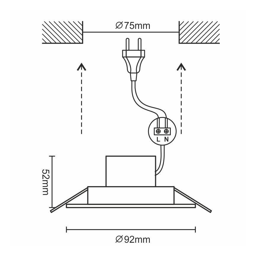 LED Bathroom suspended ceiling light LED/7W/230V 3000K white IP44
