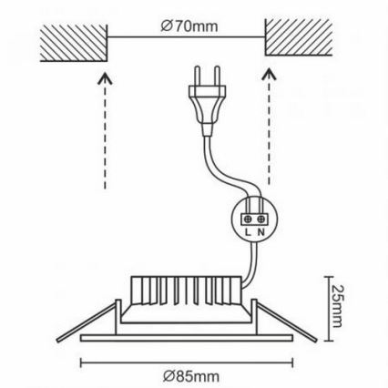 LED Bathroom suspended ceiling light LED/7W/230V 4000K silver IP44
