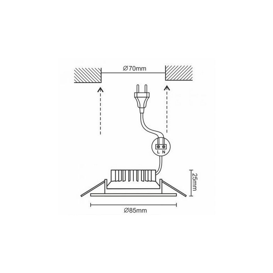 LED Bathroom suspended ceiling light LED/7W/230V 4000K silver IP44