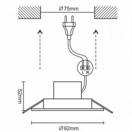 LED Bathroom suspended ceiling light LED/7W/230V 4000K white IP44