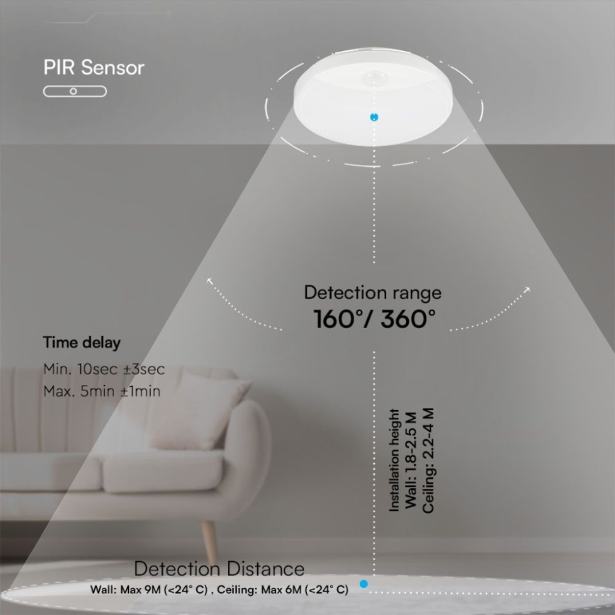 LED Bathroom wall light with sensor SAMSUNG CHIP LED/15W/230V 3000/4000/6000K IP44 white