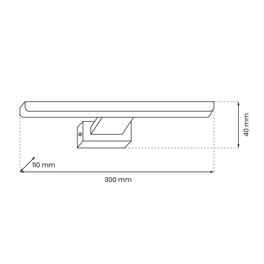 LED Bathroom Wall Light SHINE, 7W, 230V, 30 cm, IP44, Polished Chrome
