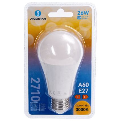 LED Bulb A60 E27/26W/230V 3000K - Aigostar
