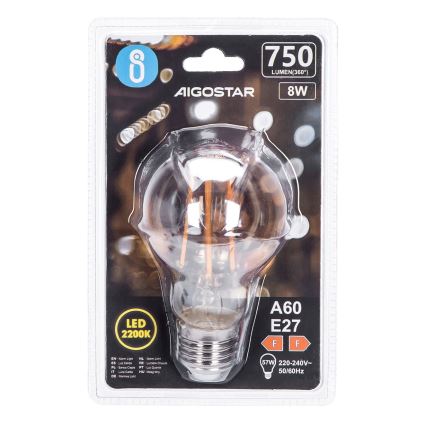LED Bulb A60 E27/8W/230V 2200K - Aigostar
