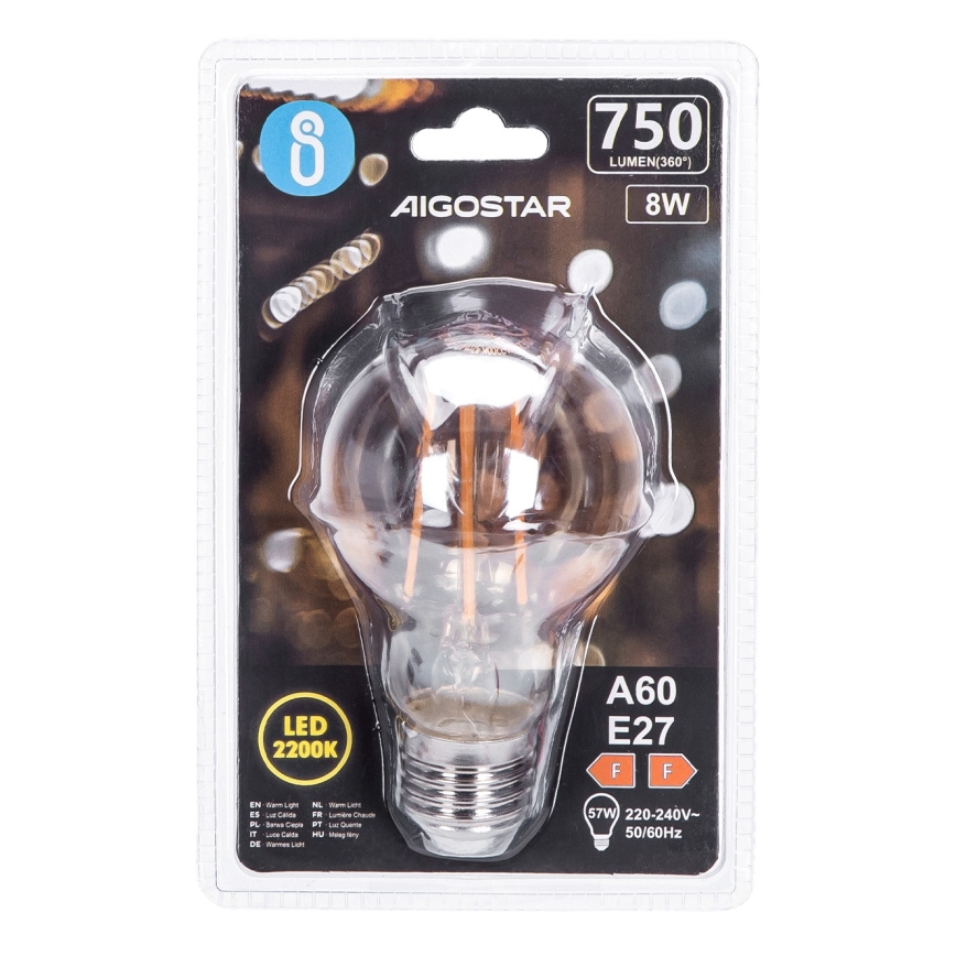 LED Bulb A60 E27/8W/230V 2200K - Aigostar
