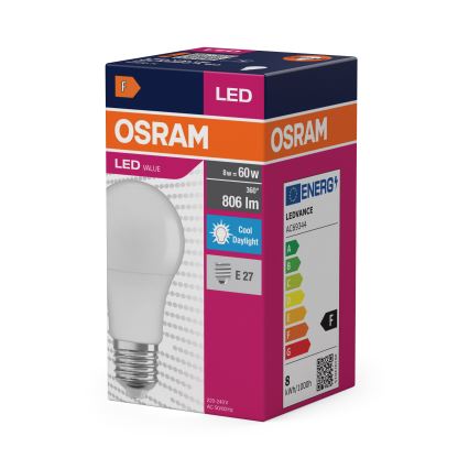 LED Bulb A60 E27/8W/230V 6500K - Osram
