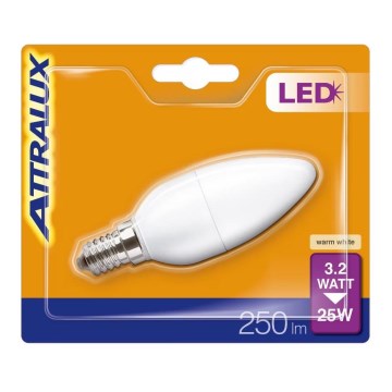 LED Bulb B35 E14/3,2W/230V 2700K - Attralux